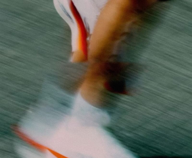 Close-up of a runner's stride in motion